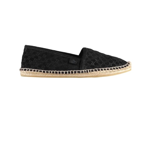 Gucci Black Suede Microguccissima Micro GG Logo Espadrille Flats Sandals US 6 - Picture 2 of 14